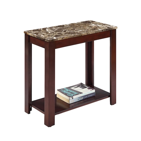 Ore Furniture 24 in. Traditional Dark Cherry With Marble Print Style Side End Table 7226-N